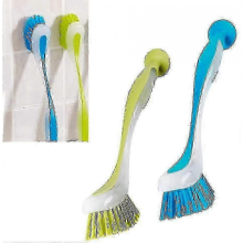 2025 2pcs Dish Brush with Long Handle Soft Grip Friendly Bristles and Suction Cup