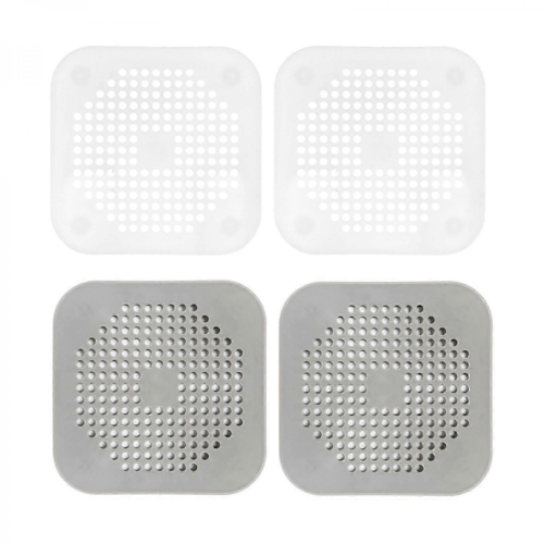 26-27 Versatile Drain Protector, Premium Quality Square Drain Cover, Flat Silicone Plug With Suction Cup Strainer For Shower & Kitchen Drain Protector