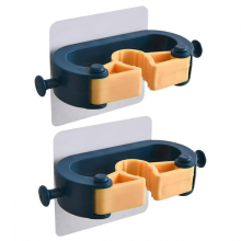 2pcs NoDrill Wall Mounted Mop and Broom Holder SpaceSaving Rack for Bathroom Kitchen Garage Blue