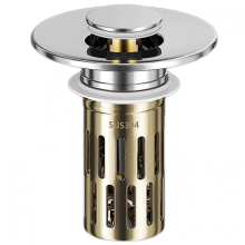 26-27 25-30mm Universal Drain Stopper Bathroom Sink Stopper Plug Stainless Steel Anti-Clogging StrainerGold