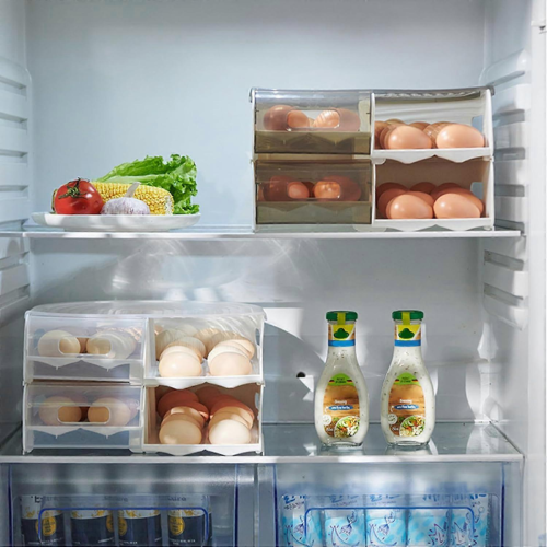 Egg Storage Container with Rolling Double Layer Design, Clear Refrigerator Egg Holder for Kitchen 2