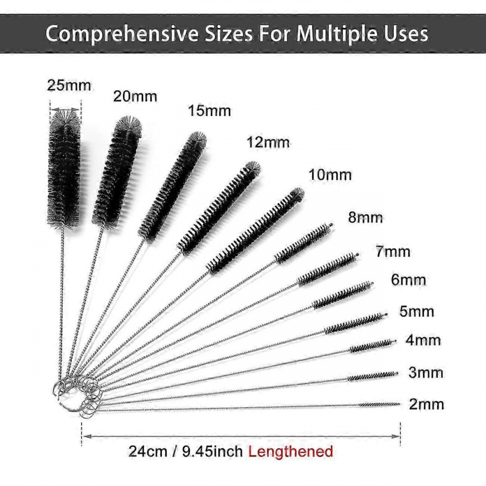 Black 25-26 Bottle Brushes For Cleaning Small Pipe Cleaner Brush Small Brush For Cleaning Reusable Straw Cleaner Brush
