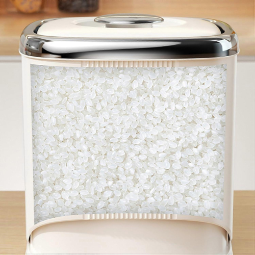 Rice Dispenser with Measuring Cup, Sealed Grain Storage Container, Rotatable Base for Kitchen Use 2