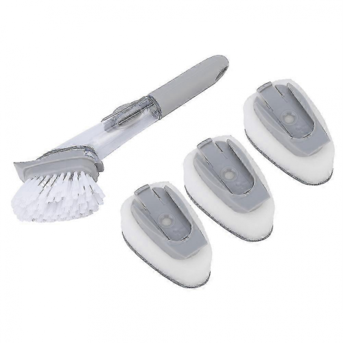 25-26 Automatic Detergent Cleaning Brush with 3 Sponge Pads for Kitchens