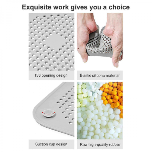 26-27 Versatile Drain Protector, Premium Quality Square Drain Cover, Flat Silicone Plug With Suction Cup Strainer For Shower & Kitchen Drain Protector 2