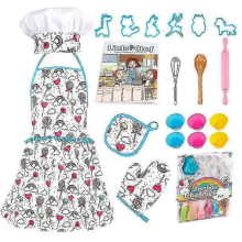 Set da cucina e da forno per bambini, set da chef per bambini, inclusi grembiule, cappello da chef, guanto da forno, formine per biscotti per bambini.