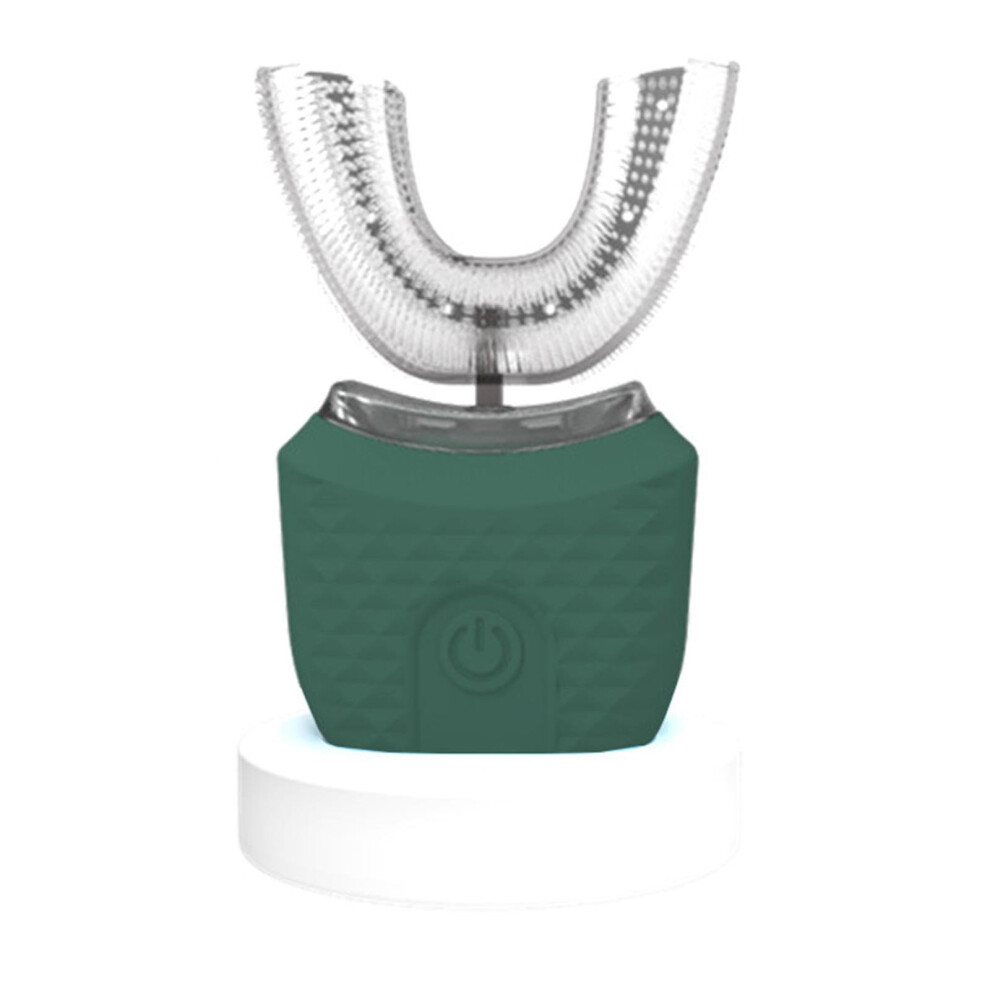 Green Electric Ushaped Toothbrush With 360 Smart Cleaning, Ipx7 Waterproof Soft Silicone Brush,