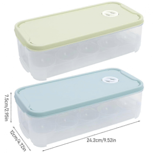 2 Pack Covered Egg Holders, 10 Grid Egg Storage Box with Lid, Plastic Fridge Egg Trays Egg Container for Refrigerator Kitchen Restaurant 25- 1
