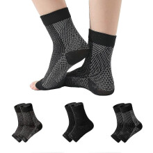 (Black) 3 Pairs Neuropathy Socks, Ankle Brace Socks And Tendonitis Compression Socks,plantar Fasciitis,neuropathy