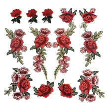Apliques de rosas rojas para ropa DIY estilo vintage, parches de rosas bordadas en colores brillantes, duraderos y lavables, para personalizar