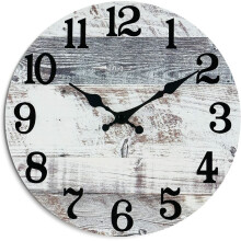 Easy Read Wall Clock, Battery Operated Silent Non Ticking Timepiece, Vintage Rustic Style Decor for Office Bathroom (25Cm)
