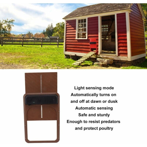 Chicken Coop Sentinel, Solar-Driven Automatic Door with Advanced Light Sensor for Effortless Management, Designed for Durability & Seamless 1