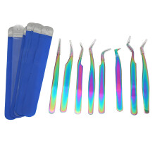 Ensemble de pinces à épiler de haute précision en acier inoxydable pour extensions de cils de qualité supérieure. Utilisation polyvalente, prise