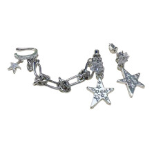 1 paire de boucles d'oreilles asymétriques en cristal-Pentacle
