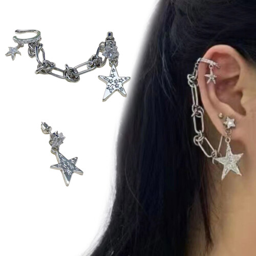 1 paire de boucles d'oreilles asymétriques en cristal-Pentacle 1