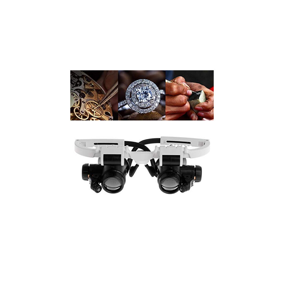 Headband Magnifier 8X 15X 23X Illuminated Magnifier Loupe With LED Lights Adjustable Headband Watch  Reading