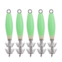 Saltwater Squid Jig Hooks Night Fishing Glow In Dark Octopus Lures Cuttlefish Sleeve Baits High Strength Dual Hooks Rotate Degrees Fluorescent Body