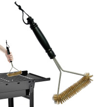 Grill Cleaning Brush Bristle with Scraper, Stainless Steel BBQ Cleaner Long Handle NonSlip Grip