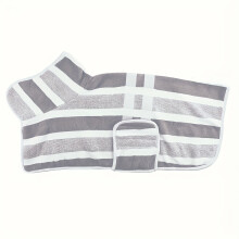 (Space Gray, XL) Quick-Dry & Easy-Clean Dog Bathrobe With Adjustable Fasteners | All-Season Pet Towel Robe In Multi-Color Stripes