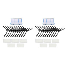 10 Filtros + 20 Cepillos Laterales Para Medion Md 16192 Md 18500 Md 18501 Md 18600 Piezas De Repuesto