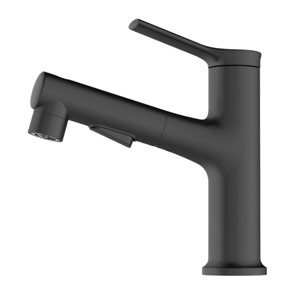 Basin Faucet Copper Pullout Hot And Cold Dualmode Stretchable Spray Shampoo Bathroom Faucet Black 9382693776259