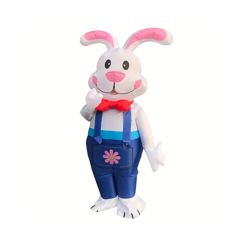 Xylfly (150-190Cm) Tcfv Soil Inflatable Rabbit Costume - Cute Bow Tie Bunny Suit With Paws, Inflatable Outfit