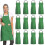 (Green) 12 Pack Plain Bib Aprons With 2 Pockets - Black Unisex Commercial Apron Bulk 1