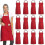 (Red) 12 Pack Plain Bib Aprons With 2 Pockets - Black Unisex Commercial Apron Bulk 1