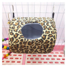 Pet Hammock for Small Animals - Canvas Hanging House for Hamsters, Chinchillas, and Guinea Pigs in Leopard Print