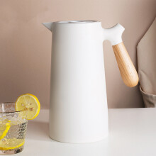 Isolierter Vakuum-Wasserkocher 1L mit Glasliner, Weiß, für Tee und Kaffee, tragbar