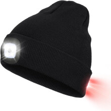 Warmer Knit Cap With Removable Rechargeable Led Light, Lighted Headlamp Hat, Rechargeable Led Beanie Cap, Adjustable Brightness, Unique Design For
