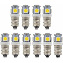 Lâmpada LED de luz branca fria com base E10 para substituição de lâmpadas, LED SMD de longa duração com design cônico (tensão CC)