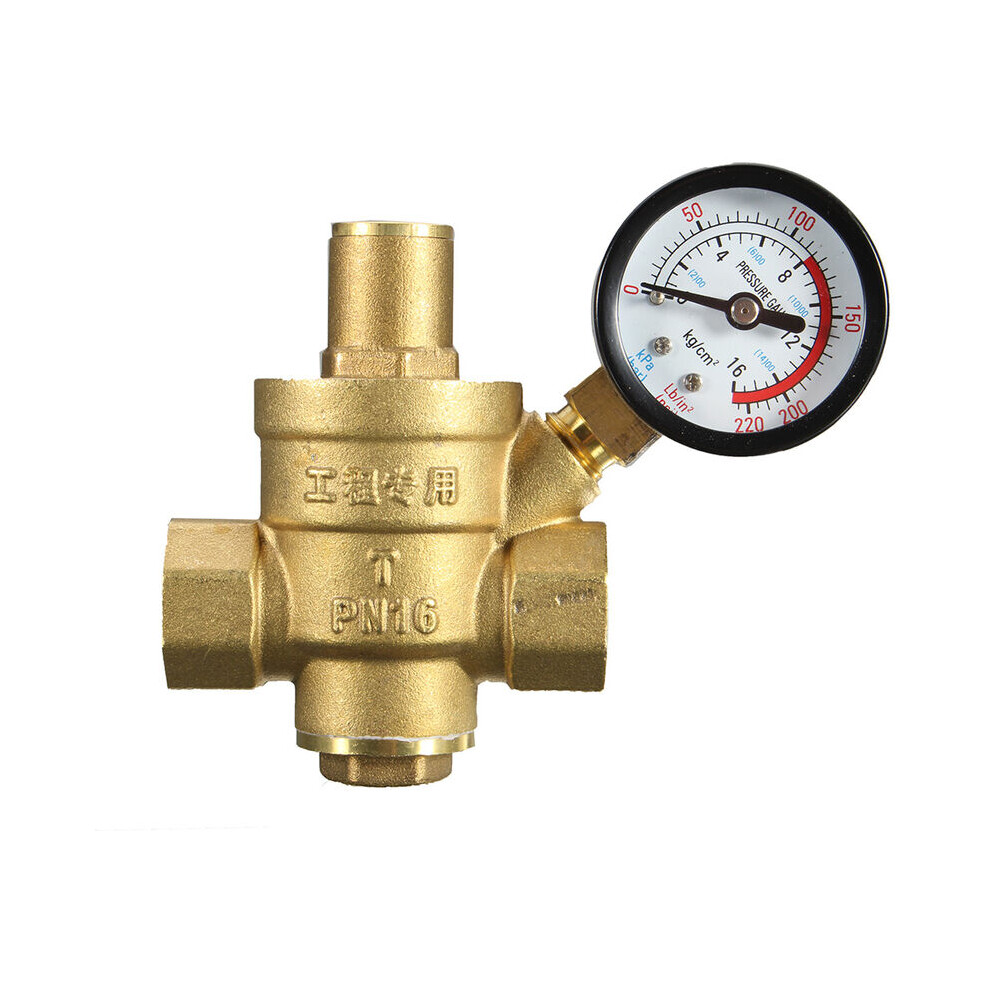 High Quality Valve, Brass Adjustable Water Pressure Reducing Regulator Valves With Gauge For Faucet Water Purifiers, Piston Structure Ensuring Smooth 9358999369082