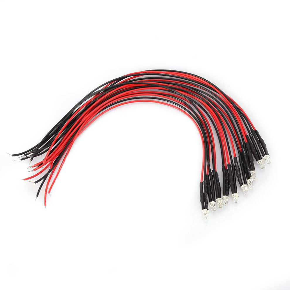 10Pcs 12V 3Mm Led Emitting Diode Cable Wired Multicolor Led Cable 20Cm 0.06W ( Hair Red) Light/White 9426802446753
