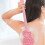 Pink Guitar Bath Brush - Long Handle, Silicone 10