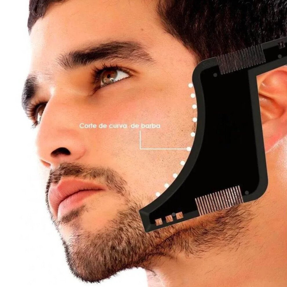 Unisex Black Abs Beard Template Comb, 11.37X17cm, Right Angle Handle