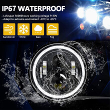Phares LED de 7 pouces pour voiture et moto avec DRL, clignotants, étanchéité IP67