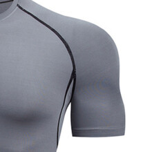 Herren-Kompressionsshirt Kurzarm Workout-Tee Grau M 184 g
