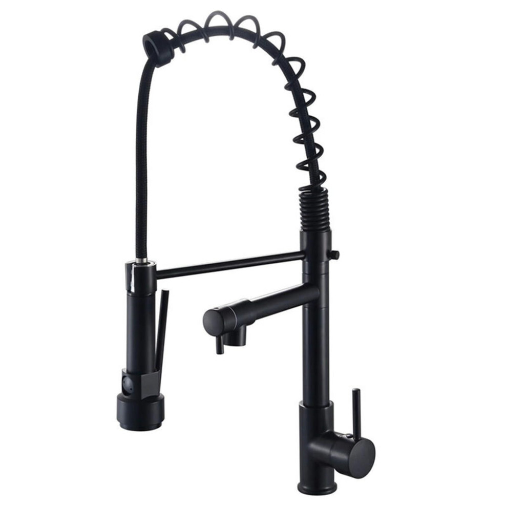Kitchen Sink Faucet Hot And Cold, Pullout Sprayer, 360 Degree Rotatable, Black Finish 9189345307799