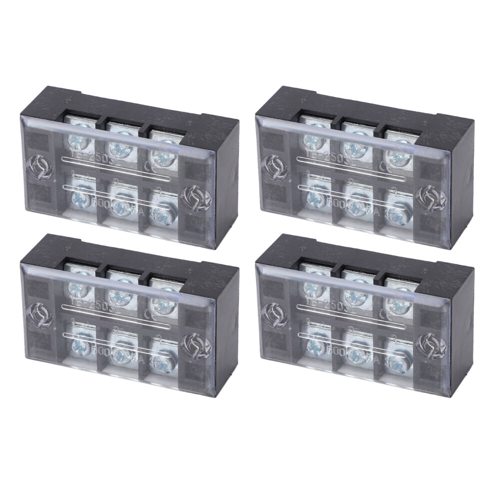 20A 600V Terminal Strip With Cover 4 Pack Dual Row Screw Clamp 3 Position 9391371636136