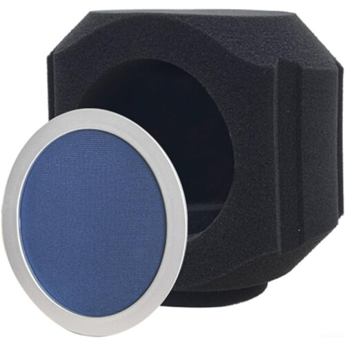 Compact Microphone Isolation Shield TwoTone White And Black Finish Optimized Reflection Control For  Audio 1