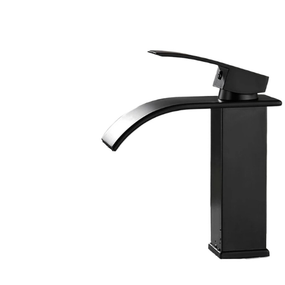Black Basin Faucet Waterfall Style Bathroom Faucet Stainless Steel Sink Tap G1/2 Brushed01 Finish Cold Water Mixer 9347817112368