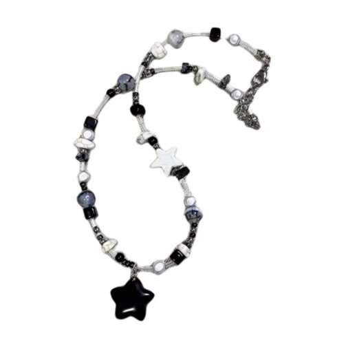 Collier de perles avec pendentif étoile, élégant, Style-Noir