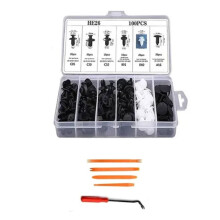 Kit da 100 rivetti a clip per paraurti auto con estrattore, ABS 220g