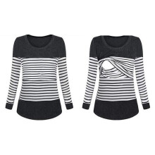 Damen Schwarz Still- und Stillzeit-Shirts XL Rundhals langärmlig Baumwollmischung