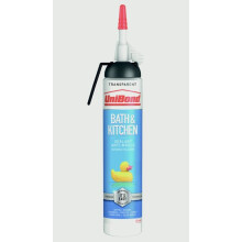 2646327 Bath & Kitchen Sealant, Mould Resistant Transparent Silicone Sealant Ideal for Showers, Toilets, Tiles, Worktops & More, Durable & Waterproof,