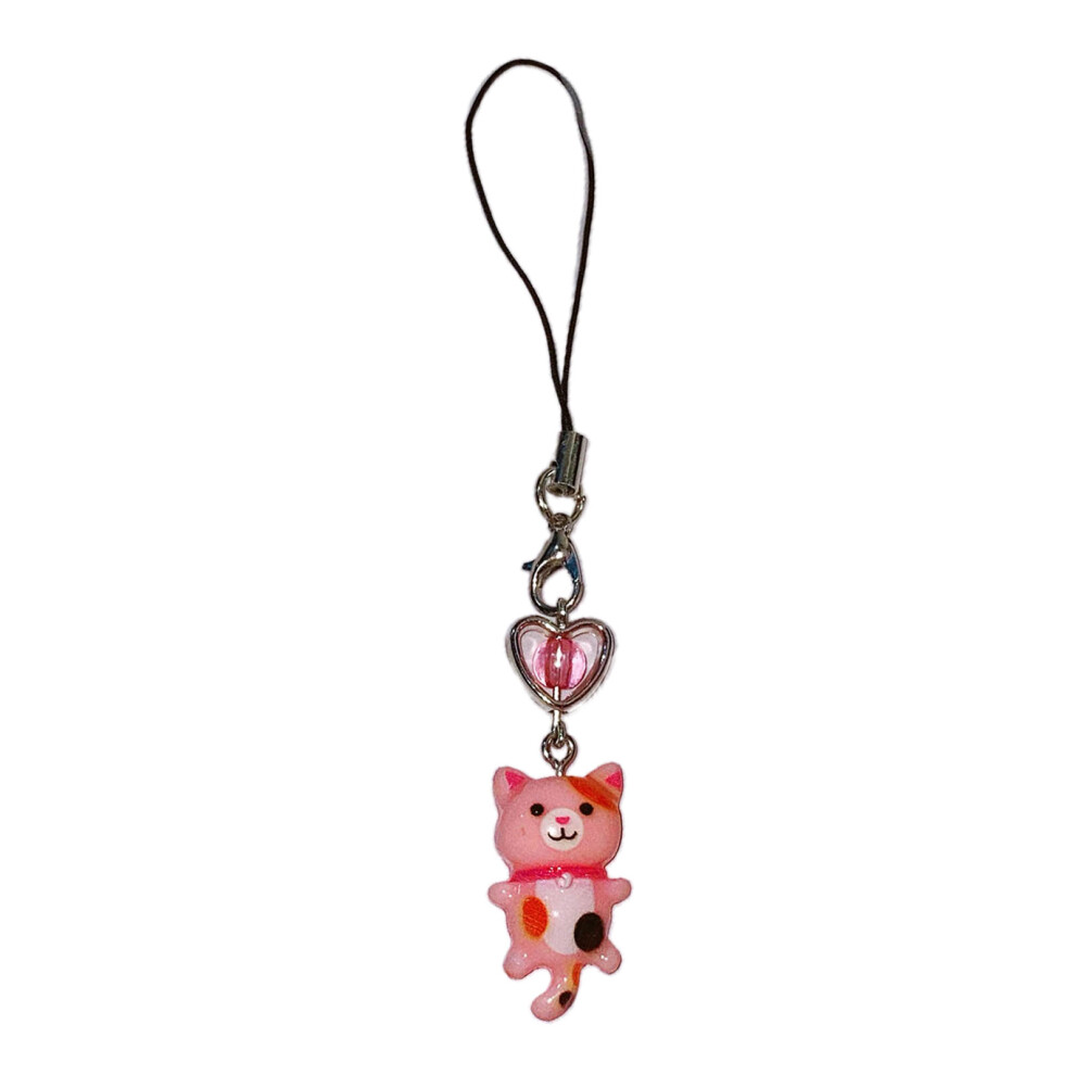 Y2k Phone Charm Keychain Cat Heart Phone Strap Lanyard For- Pink 7732000913273