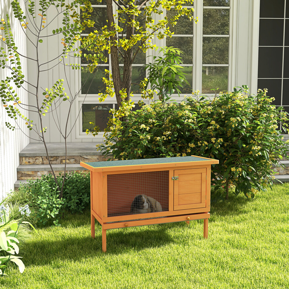 Blue Pirate Rabbit Hutch Bunny Cage Guinea Pig Elevated House Wood Outdoor Garden Pawhut - Image 2