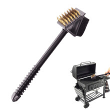 Grill Cleaning Brush with Long Handle and Scraper, Stainless Steel BBQ Brush for Porcelain Grates