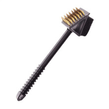 BBQ Grill Brush with Scraper, Long Handle Stainless Steel Grill Cleaning Brush for Porcelain Grates